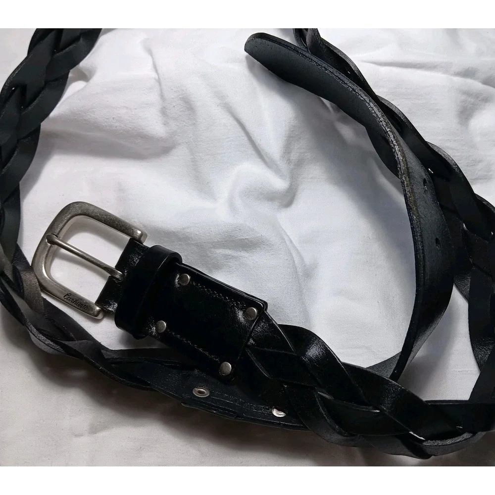 Carhartt XL Rugged Braided Cowhide Leather Belt Mens Black Workwear Casual GUC